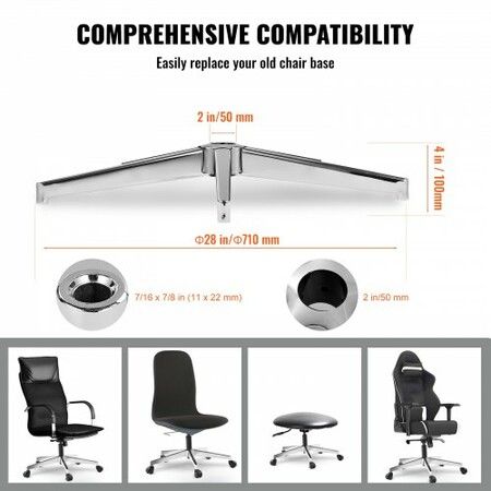 Office Chair Base Replacement 710 mm Heavy Duty Metal Stool Base 1134 kg