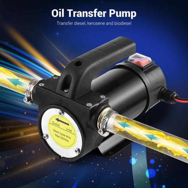 Fuel Transfer Pump Electric Diesel Oil Kerosene Biodiesel 12V DC 40L/min Self Priming Portable Bowser Truck Excavator Auto Car Refuel Commercial Motor