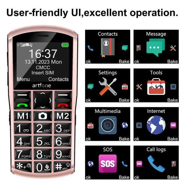 4G VoLTE Senior Mobile Phones Unlocked,Dual SIM Big Button Basic Mobile Phone,SOS Button,2MP Camera,2.4In Display,Loud Volume,FM,USBC Powered