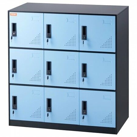 9 Doors Metal Storage Cabinet Employees Steel Storage Cabinet Office Black