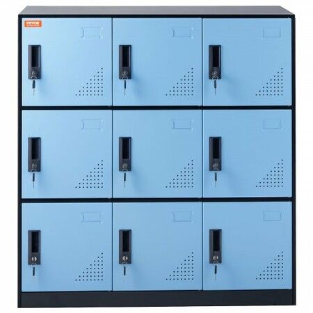 9 Doors Metal Storage Cabinet Employees Steel Storage Cabinet Office Black