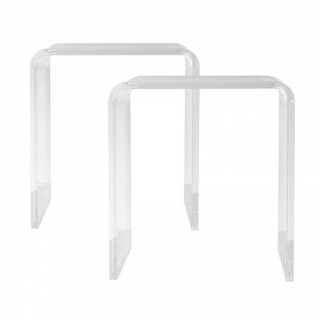 Acrylic End Table, 2 pcs C-Shaped Lucite Side Tables, Clear Acrylic Side Table for Drink, Food, Snack used in Living Room, Bedroom, and Study