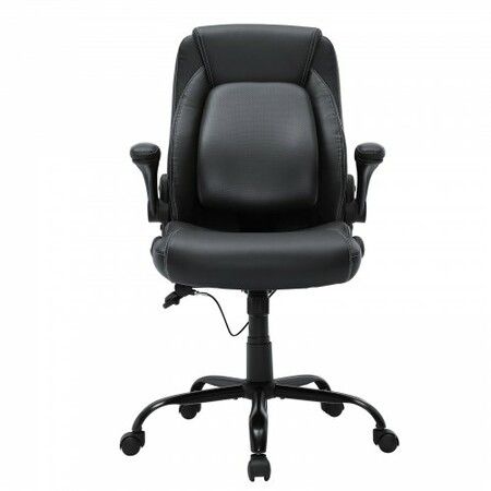 Executive Office Chair with Cutting-edge Adjustable Lumbar Support, High Back PU Leather Office Chair Ergonomic, with Padded Flip-up Arms