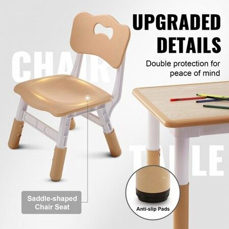 Kids Table and 4 Chairs Set, Height Adjustable Toddler Table and Chair Set, Graffiti Desktop, Children Multi-Activity Table for Art, Craft, Reading, Learning