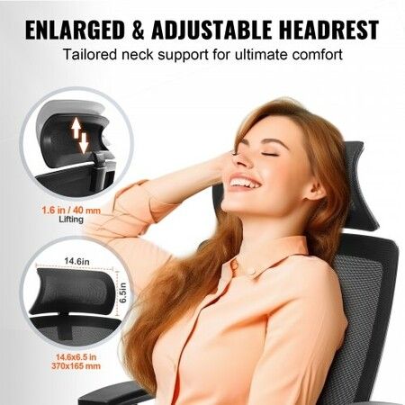 Ergonomic Office Chair with Slide Seat, Desk Chair with Mesh Seat, Angle and Height Adjustable Home Office Chair with Back and Lumbar Support, Swivel Computer Task Chair