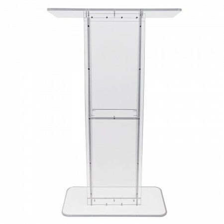 Acrylic Podium, 47" Tall, Clear Acrylic Podium Stand with Wide Reading Surface & Storage Shelf, Floor-standing Clear Pulpits Acrylic for Church Office School