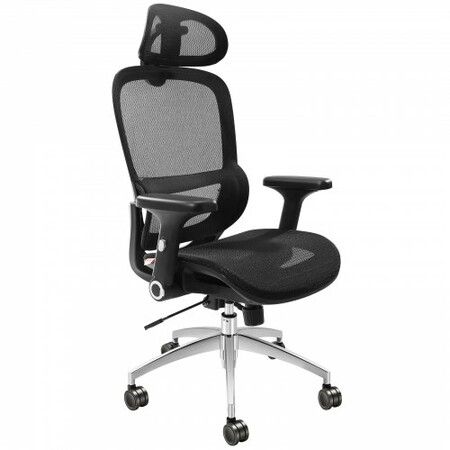 Mesh Office Chair, Adjustable High Back Desk Chair with Mesh Seat, Angle and Height Adjustable Home Office Chair with Lumbar and Head Support, Swivel Computer Task Chair