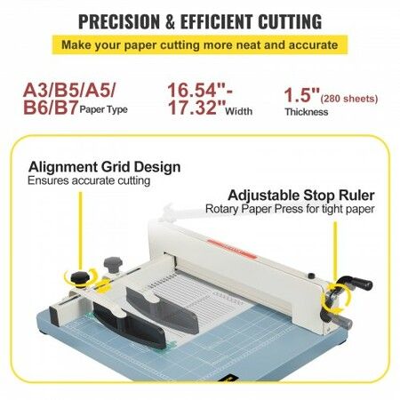 Industrial Paper Cutter A3 Heavy Duty Paper Cutter 17 Inch Paper Cutter Heavy Duty 400 Sheets Paper with Clear Cutting Guide for Offices, Schools, Businesses and Printing Shops