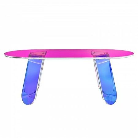 Acrylic Coffee Table, Iridescent Acrylic End Table, 13.8 inch high Colorful Acrylic Side Table, for Coffee, Drink, Food, Snack used in Living Room, Courtyard, Terrace