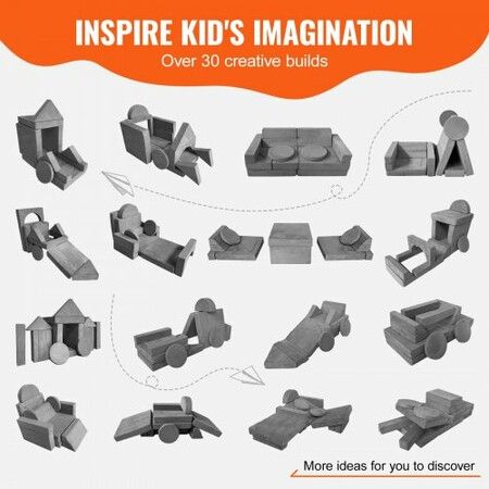 Play Couch, 15pcs Modular Kids Nugget Couch, Toddler Foam Sofa Couch with High-density 25D Sponge for Playing, Creativing, Sleeping, Imaginative Kids Furniture for Bedroom and Playroom