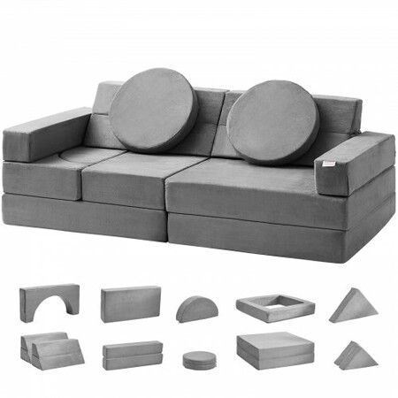 Play Couch, 15pcs Modular Kids Nugget Couch, Toddler Foam Sofa Couch with High-density 25D Sponge for Playing, Creativing, Sleeping, Imaginative Kids Furniture for Bedroom and Playroom