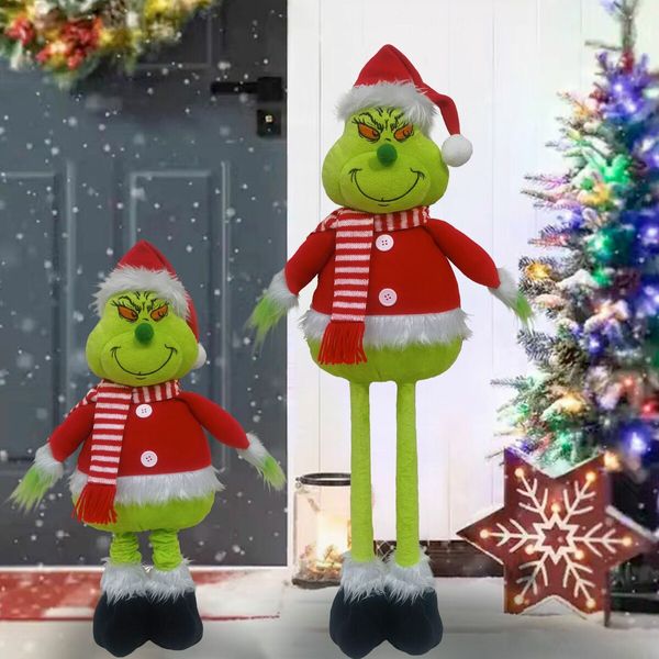 Christmas Standing Grinch, Xmas Stuffed Grinch Standing Figure with Extendable Legs for Christmas Floor Decor,1 Pack