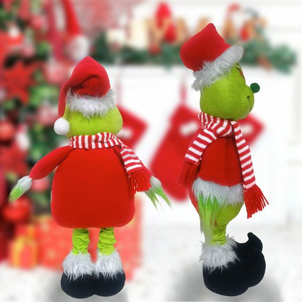 Christmas Standing Grinch, Xmas Stuffed Grinch Standing Figure with Extendable Legs for Christmas Floor Decor,1 Pack