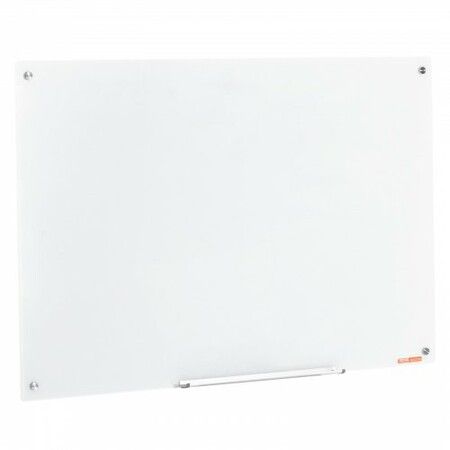 Magnetic Glass Whiteboard, Dry Erase Board 48"x32", Wall-Mounted Large White Glassboard Frameless, with Marker Tray, an Eraser and 2 Markers, White