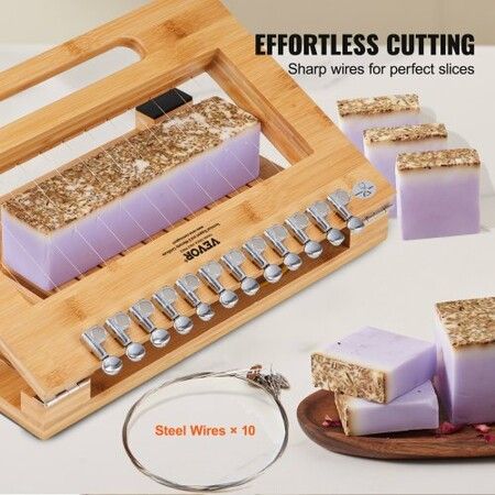 Soap Cutter, Cut 1-12 Bars, Precisely and Accurately Cut 1 Inch Bars, Bamboo Soap Slicer With Steel Wire, Multi Handmade Soap Wire Cutter for Loaf Candles Cheese Butter DIY Making Tool