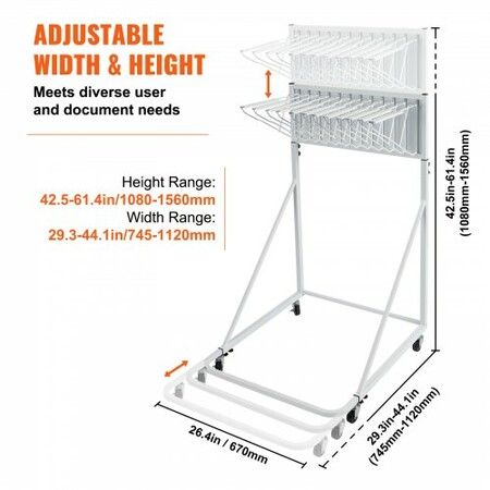 Mobile Blueprint Storage Rack Plan Holder with 12 Pivot Brackets 240 lbs