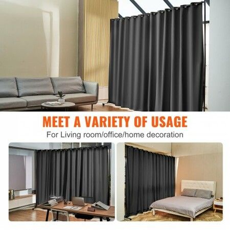 Room Divider, 8 ft x 10 ft (96×120inch) Portable Panel Room Divider with Wheels Curtain Divider Stand, Room Divider Privacy Screen for Office, Bedroom, Dining Room, Study, Black