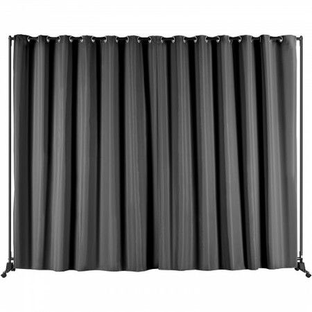 Room Divider, 8 ft x 10 ft (96×120inch) Portable Panel Room Divider with Wheels Curtain Divider Stand, Room Divider Privacy Screen for Office, Bedroom, Dining Room, Study, Black