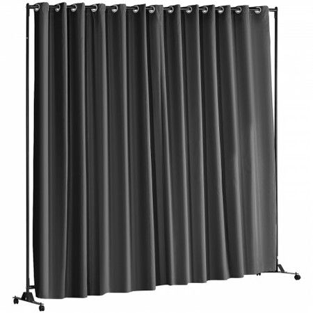 Room Divider, 8 ft x 10 ft (96×120inch) Portable Panel Room Divider with Wheels Curtain Divider Stand, Room Divider Privacy Screen for Office, Bedroom, Dining Room, Study, Black