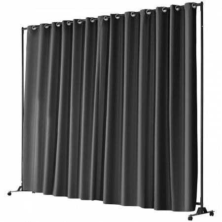 Room Divider, 8 ft x 10 ft (96×120inch) Portable Panel Room Divider with Wheels Curtain Divider Stand, Room Divider Privacy Screen for Office, Bedroom, Dining Room, Study, Black