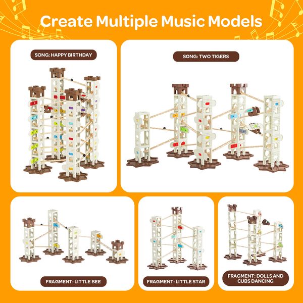 Deluxe Music Marble Run Race DIY Game Toys Play Set 146 PCS Maze Track Toddler Ball Building Blocks Birthday Christmas Gift STEM Construction Kit