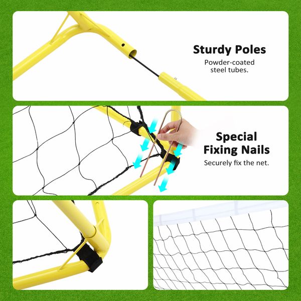 240cm Soccer Goal Portable Football Net Metal Frame Set Backyard Park Training Practice Outdoor Game Sports Match Kids Youth with Storage Bag