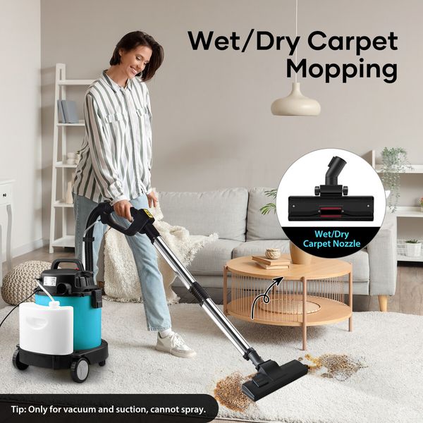 Carpet Cleaner Vacuum Wet Dry Vac Mop Floor Sofa Spot Upholstery 7 In 1 Rug Car Seat Fabric Deep Cleaning Machine Portable Smart with Wheels