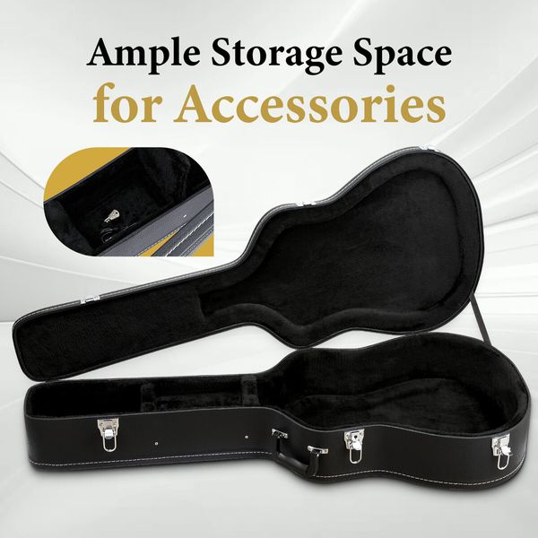 Melodic Acoustic Guitar Hard Shell Case Classical Electric Dreadnought Standard 6 12 Strings Gig Accessory Storage with Lock Wooden Black