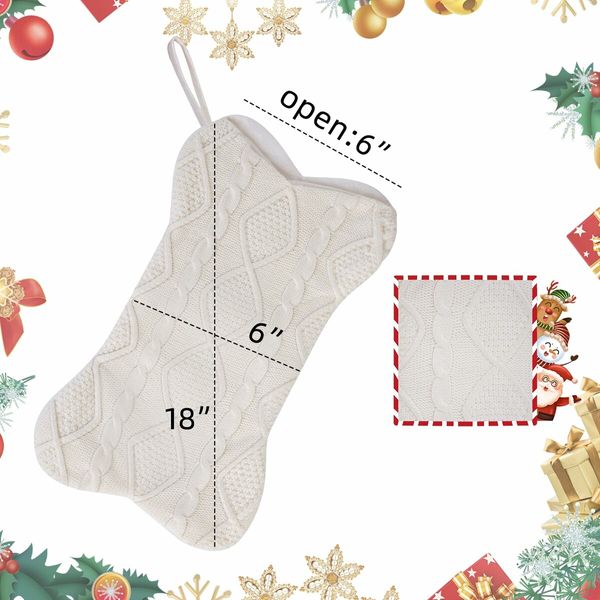 Dog Christmas Stocking with Mantle Holders,18" Large Bone Shaped Hanging Christmas Stocking for Dogs Cats Pets (Red)