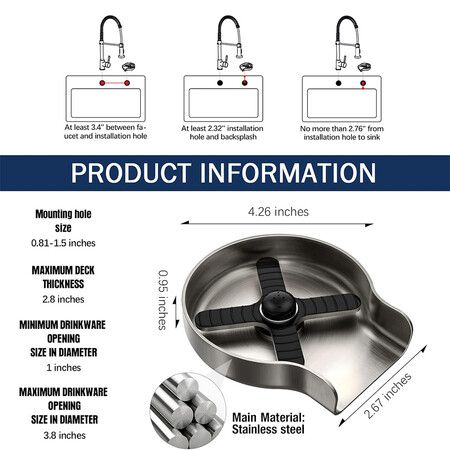 Metal Faucet Glass Rinser for Kitchen Sinks, Bottle Washer