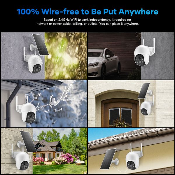 Solar Security Camera Home Wireless Surveillance CCTV Outdoor Home System WiFi 4MP PTZ Remote 2 Way Audio Colour Night Vision