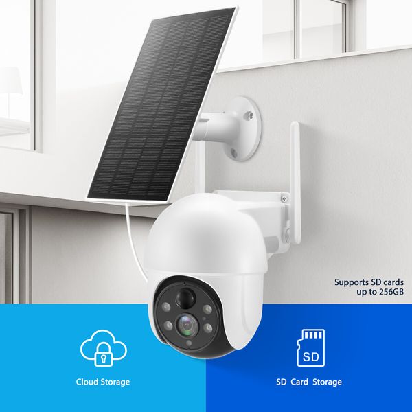 Solar Security Camera Home Wireless Surveillance CCTV Outdoor Home System WiFi 4MP PTZ Remote 2 Way Audio Colour Night Vision