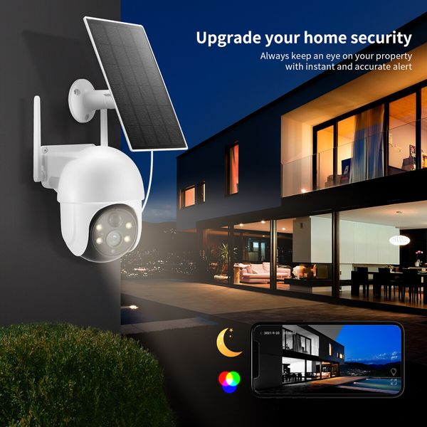 Solar Security Camera Home Wireless Surveillance CCTV Outdoor Home System WiFi 4MP PTZ Remote 2 Way Audio Colour Night Vision