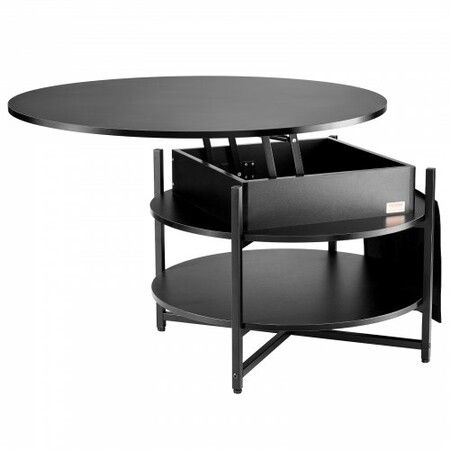 Lift Top Coffee Table 35.3" Round Coffee Table for Living Room Black