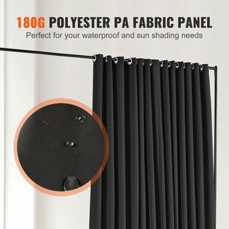 Room Divider, 8 ft x 10 ft Portable Panel Room Divider with Wheels Curtain Divider Stand, Room Divider Privacy Screen for Office, Bedroom, Dining Room, Study, Black