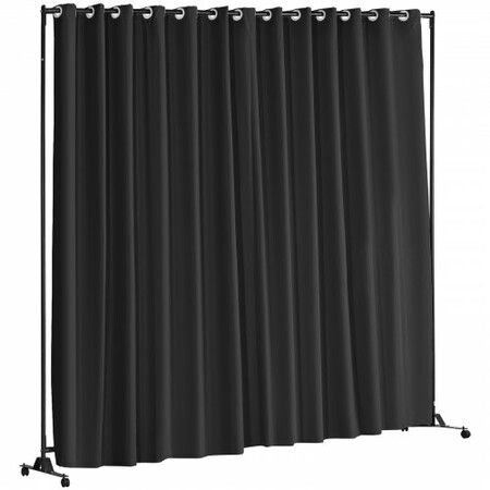 Room Divider, 8 ft x 10 ft Portable Panel Room Divider with Wheels Curtain Divider Stand, Room Divider Privacy Screen for Office, Bedroom, Dining Room, Study, Black