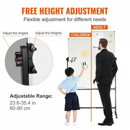 Rolling Magnetic Whiteboard Double-sided Mobile Whiteboard 24 x 48 inch