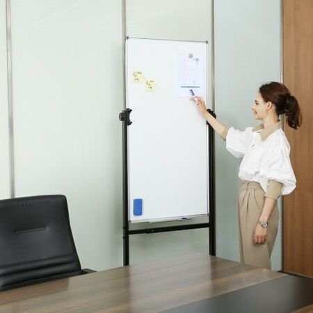 Rolling Magnetic Whiteboard Double-sided Mobile Whiteboard 24 x 48 inch