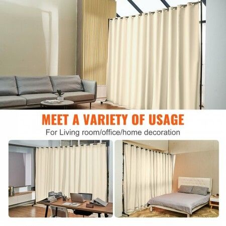 Room Divider, 8 ft x 10 ft(96×120inch) Portable Panel Room Divider with Wheels Curtain Divider Stand, Room Divider Privacy Screen for Office, Bedroom, Dining Room, Study, Beige