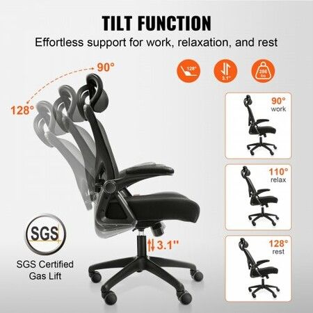 Office Chair with Adjustable Lumbar Support, High Back Ergonomic Desk Chair with Adjustable Headrest, 2D Armrest, Ergonomic Office Chair Backrest, Computer Chair for Home Office