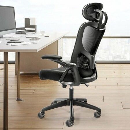 Office Chair with Adjustable Lumbar Support, High Back Ergonomic Desk Chair with Adjustable Headrest, 2D Armrest, Ergonomic Office Chair Backrest, Computer Chair for Home Office