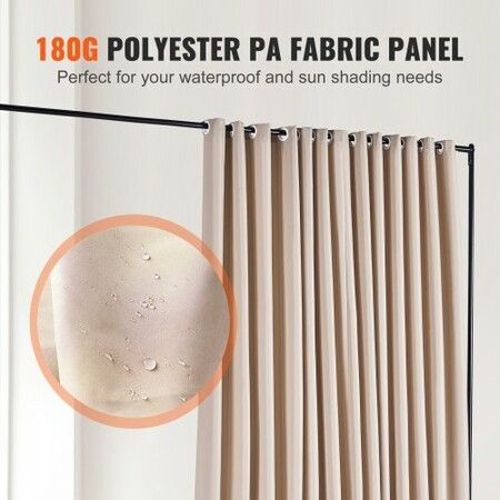 Room Divider, 8 ft x 10 ft (96×120inch) Portable Panel Room Divider with Wheels Curtain Divider Stand, Room Divider Privacy Screen for Office, Bedroom, Dining Room, Study, Khaki