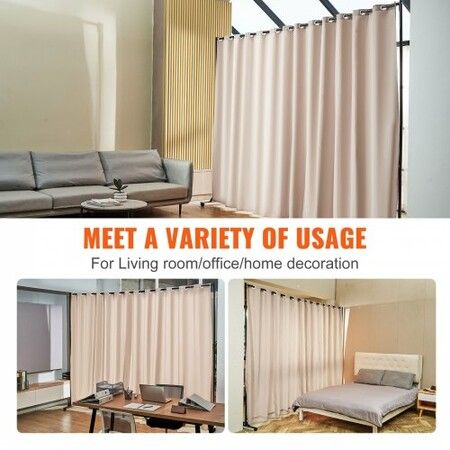 Room Divider, 8 ft x 10 ft (96×120inch) Portable Panel Room Divider with Wheels Curtain Divider Stand, Room Divider Privacy Screen for Office, Bedroom, Dining Room, Study, Khaki