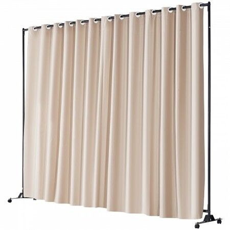 Room Divider, 8 ft x 10 ft (96×120inch) Portable Panel Room Divider with Wheels Curtain Divider Stand, Room Divider Privacy Screen for Office, Bedroom, Dining Room, Study, Khaki