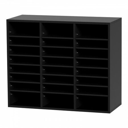 Wood Literature Organizer Adjustable File Sorter 24 Compartments Black