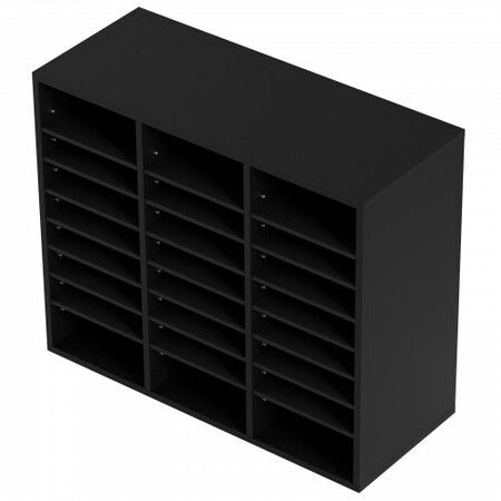 Wood Literature Organizer Adjustable File Sorter 24 Compartments Black