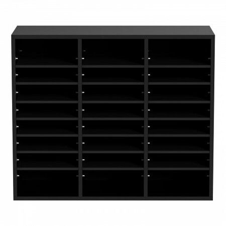 Wood Literature Organizer Adjustable File Sorter 24 Compartments Black