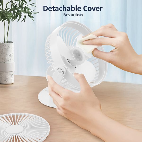 USB Desk Clip On Fan Portable Cooling Clamp Table Wall Battery Powered Air Circulator 360 Degree Rotation with Light for Car Stroller Travel Camping