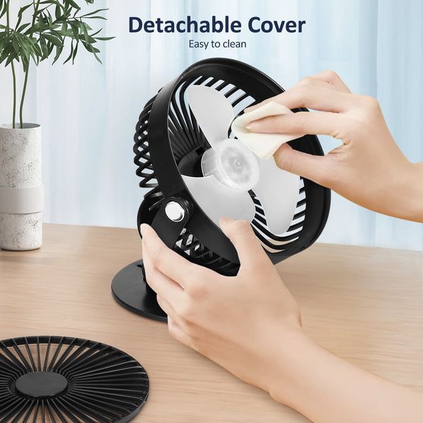 Portable Clip On Fan USB Battery Powered Air Circulation Clamp Desk Car Cooling Pram 360 Degree Rotation with Lights for Office Stroller Camping