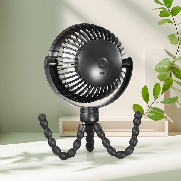 Portable Stroller Fan Desk Clip On USB Battery Powered 4 Speeds Cooling Rotatable Handheld Personal for Car Seat Bike Pram Crib Travel Outdoor